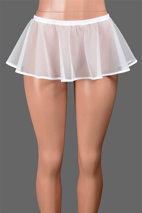 White Mesh Micro Mini Skirt Long Circle Skirt Xs S M L Etsy