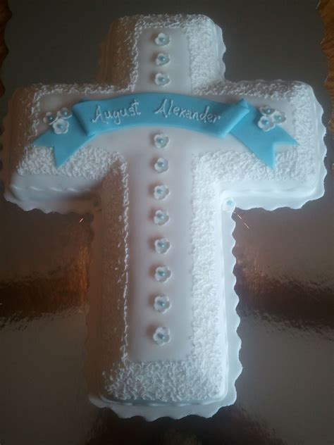 A Cross Cake I Made Using The Wilton Cross Shaped Pan Baptism Cross