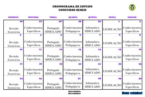 Exemplo De Cronograma De Estudos Para Concursos V Rios Exemplos Hot