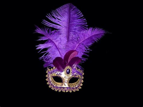 Stella Venetian Feather Masquerade Mask Gold And Purple