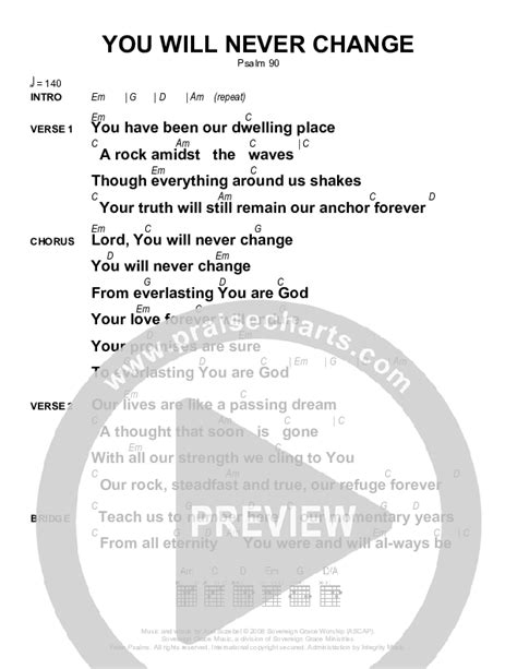 You Will Never Change Chords Pdf Sovereign Grace Praisecharts