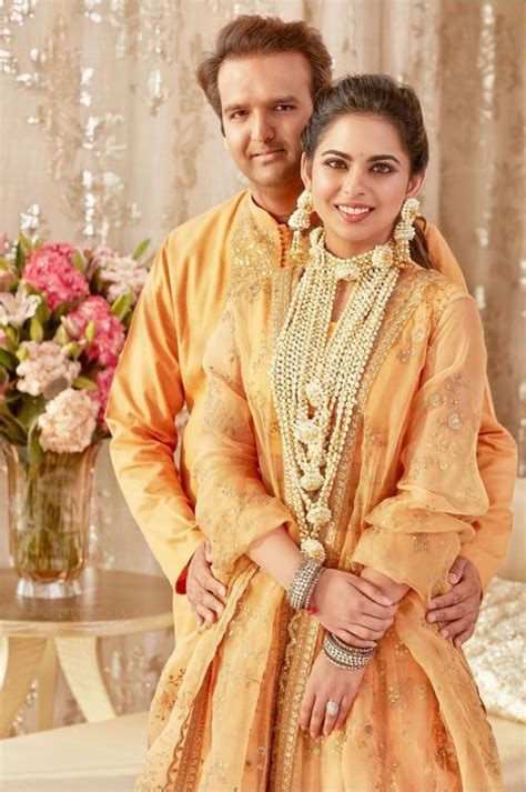 Isha Ambanis Designer Sabyasachi Lehenga For Haldi Wedding Ceremony Vogue India