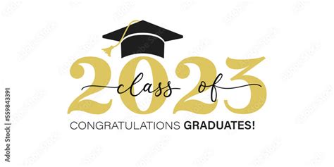 Class Of 2023 Congratulation Graduates Flat Style Design Template
