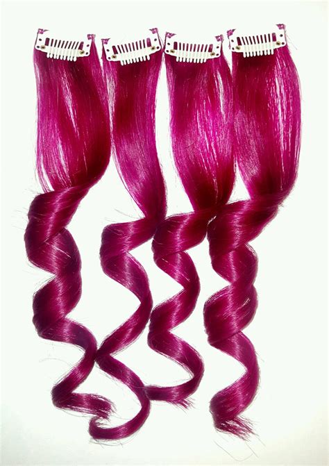 Magenta Hot Pink Human Hair Extension Clip In Hair Extension Etsy