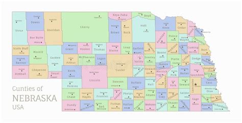 Nebraska State Map Counties Stock Illustrations 354 Nebraska State