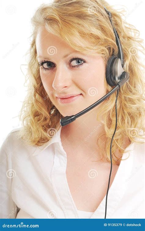 Business Woman Headset Stock Image Image Of Face Background 9135379