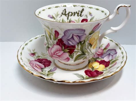 Royal Albert Tea Cup And Saucer April Birthday Cup Sweet Pea Tea Cups Antique Tea Cups