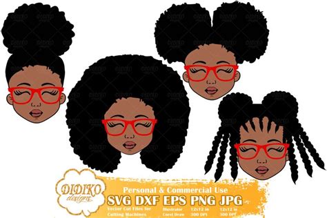 Black Girl Bundle Svg Afro Girl With Glasses Svg Afro Puff