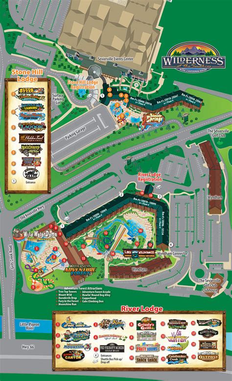 Wilderness At The Smokies Map Water Park Hotel Pigeon Forge