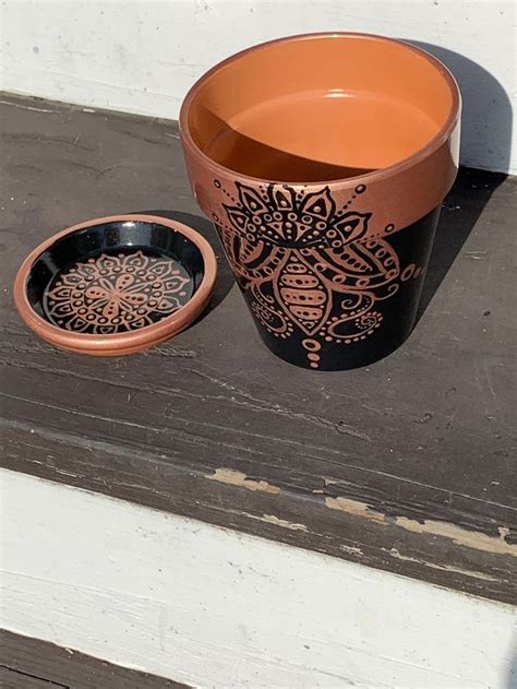 Made To Order Mandala Planter With Matching Saucer Etsy Planters