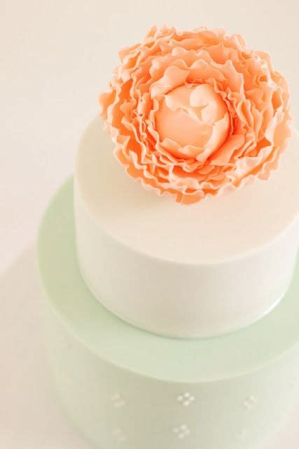 Lovely Mint And Coral Peony Cake By Hello Naomi Botanical Cake