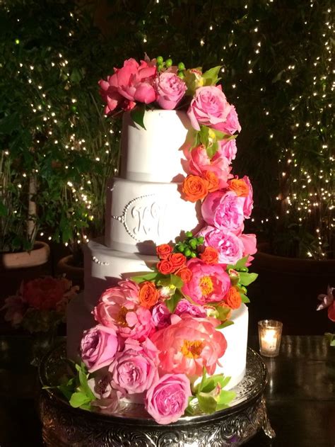 Amazing Pink And Orange And Coral Wedding Cake From My Wedding Palm