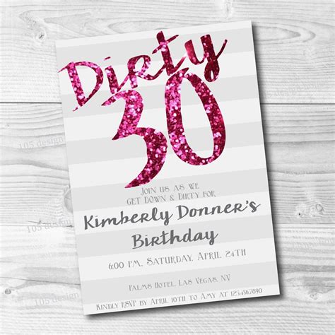 Dirty Thirty Invitation Printable Dirty 30 Dirty Thirty
