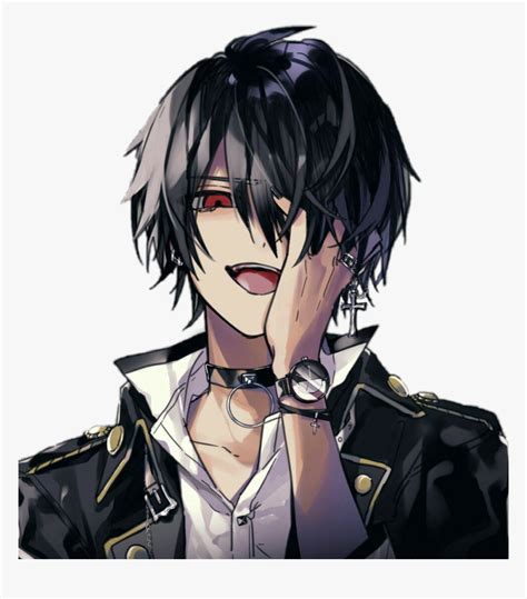 Anime Animeboy Goth Gothicstyle Redeyes Laughing Dark Aesthetic Anime Boy Hd Png