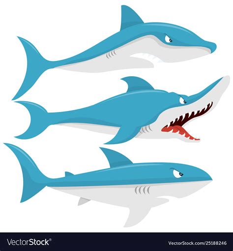 Cartoon Mean Sharks Royalty Free Vector Image Vectorstock