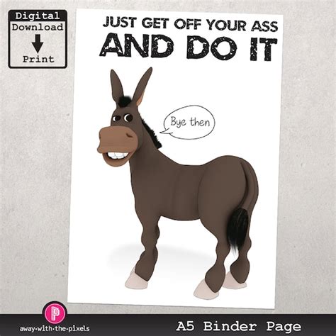 Items Similar To Get Off Your Ass And Do It Motivational A5 Filofax