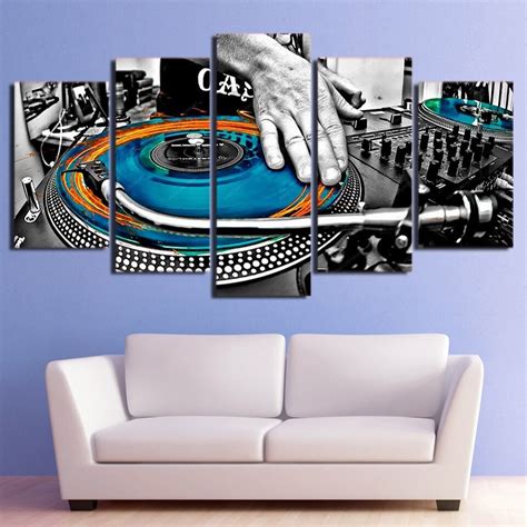 Dj Musician Mixing Music Framed 5 Piece Canvas Wall Art Buy Canvas