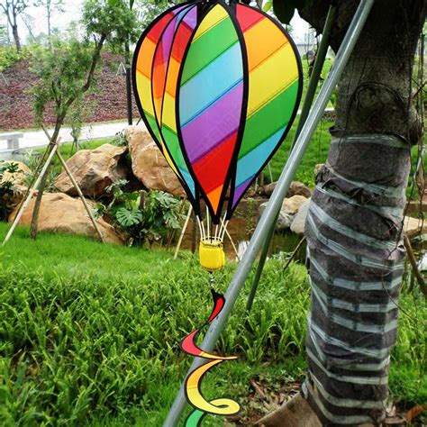 Large Rainbow 51 Hot Air Balloon Kite Windsock Wind Spinner Tail