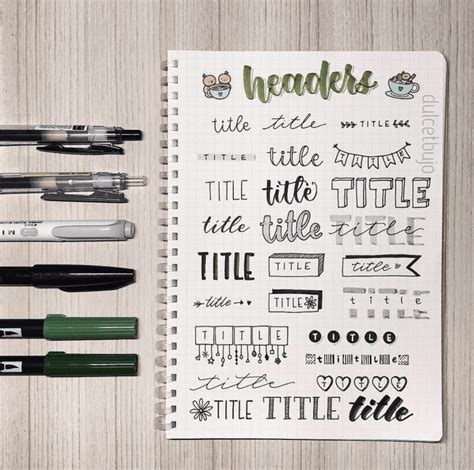 100 Coolest And Cute Title And Header Ideas For Bullet Journal