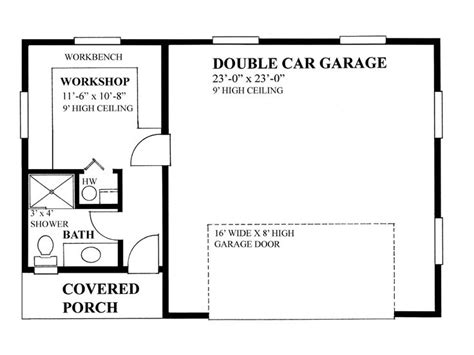 2 Car Garage Plans Two Car Garage Plan With Workshop Design 010g