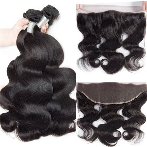 7a Peruvian Body Wave 34 Hair Bundles With Ear To Ear Full Lace