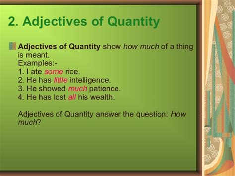 Adjective of quality or descriptive adjective can be defined as an adjective which is used in the sentence to express the size, shape, and color of a person, thing, animal, or place. ADJECTIVESSSS