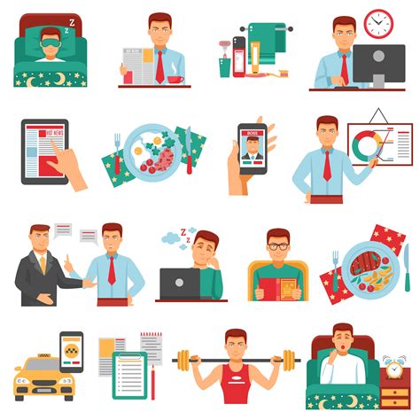 Man Daily Routine Icon Set 477059 Vector Art At Vecteezy