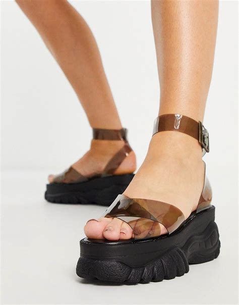 Asos Design Toucan Chunky Flatform Sandals In Black In 2022 Flatform