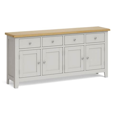 Large Grey Sideboard Oak Top 4 Drawers Roseland Furniture