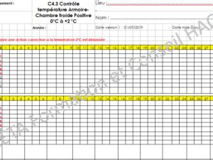 Fiche Controle Temperature Haccp