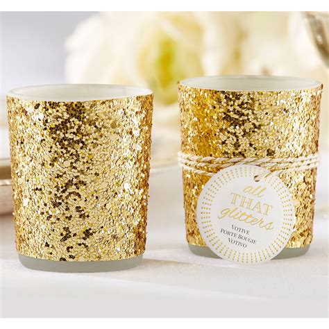 Gold Glitter Tealight Candle Holders 2in X 2 34in Party City Gold