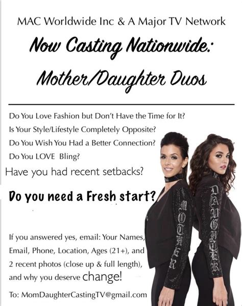 Casting Moms And Their Daughters In Ny Tri State Are For Makeover