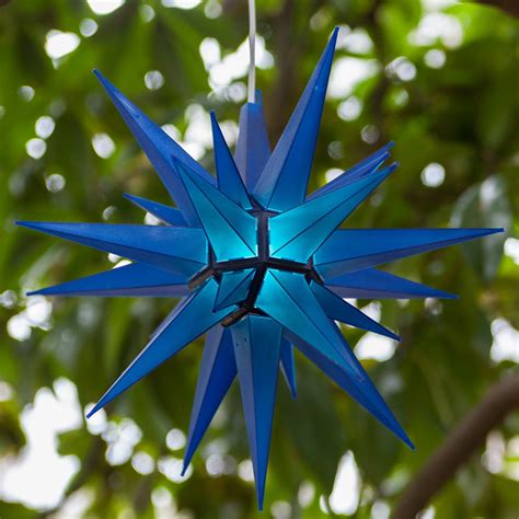 Kringle Traditions 14” Blue Moravian Star Christmas Star Light Blue