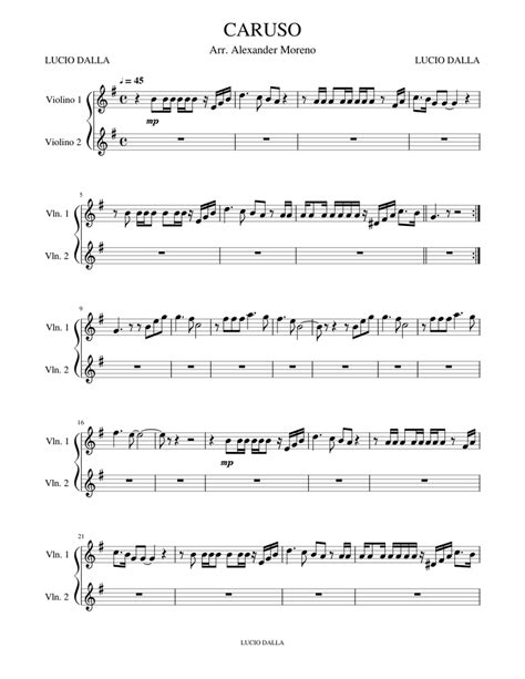 Caruso Sheet Music For Violin String Duet