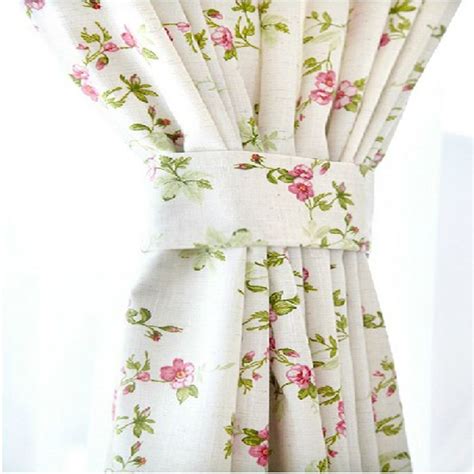 Country Style White Country Curtains Of Pink Flower Patterns