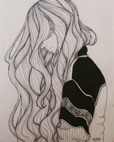 Art Ka4eta Ink Artwork Art🎨 Hair Blacknwhite Female Sketch