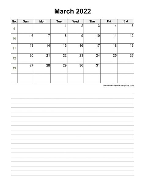 March 2022 Free Calendar Tempplate Free Calendar