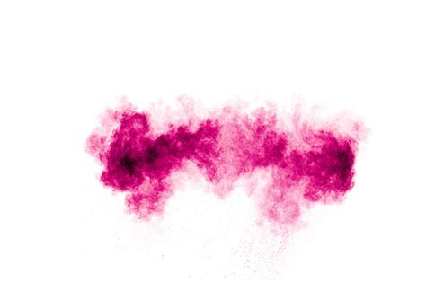 Abstract Pink Dust Explosion On White Background Freeze Motion Of Pink