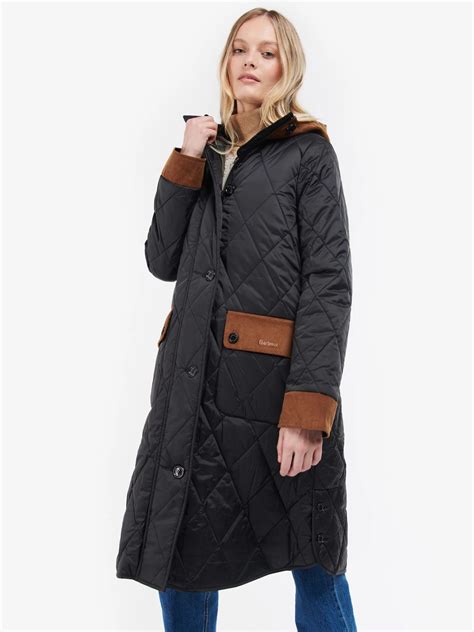 Barbour Mickley Long Quilted Coat Black At John Lewis And Partners