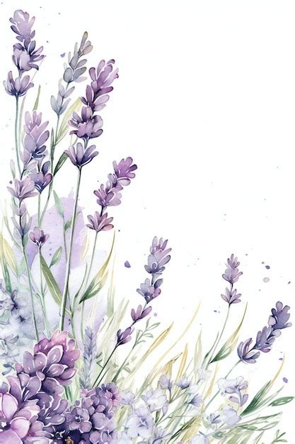 Uma Pintura Em Aquarela De Flores De Lavanda Em Um Fundo Branco Foto