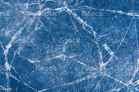Beautiful Ice With Cracks Texture Of Frozen Water Stock Photo