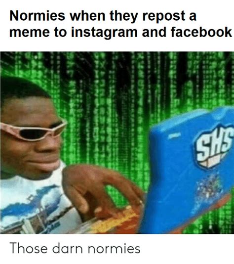 normies when they repost a meme to instagram and facebook those darn normies facebook meme on