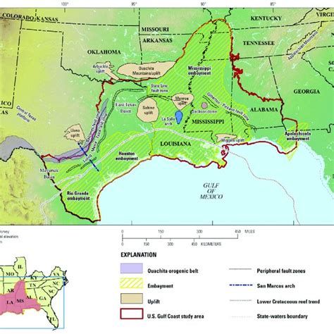 Geologic Map Of The Us Gulf Coast Study Area Within The Southern Us