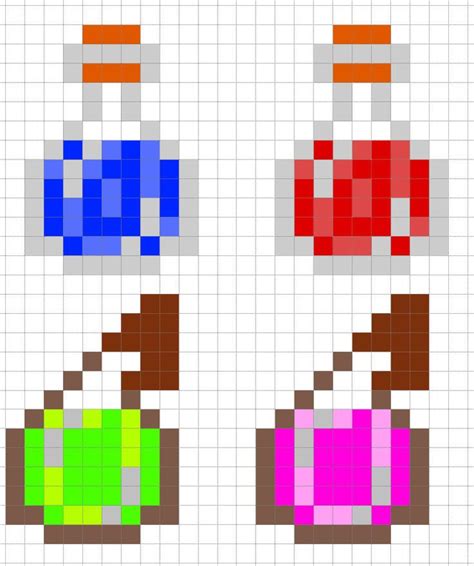 Pixel art refers to a player using blocks to make certain figures from real life or in minecraft. Minecraft Pixel Art Templates: Potions | ㅈㄷ | Pinterest ...