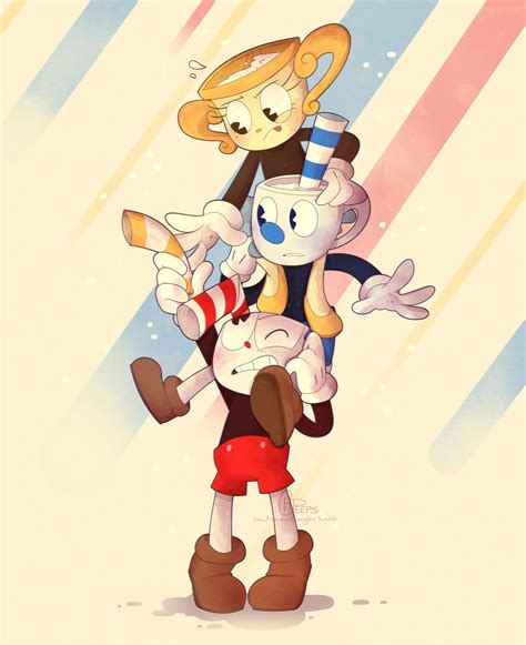 Cute Cuphead And Mugman And Ms Chalice Cuphead Game Game Art Luffy