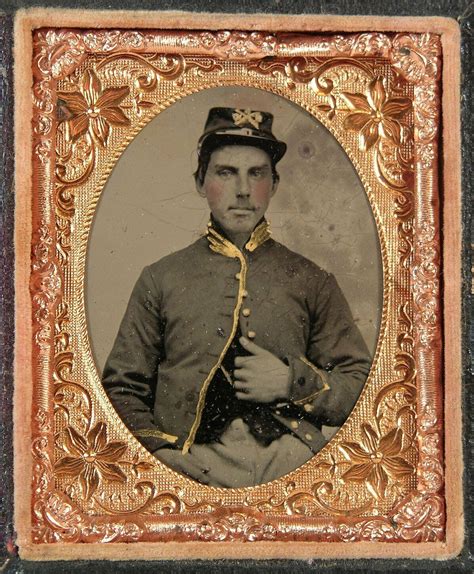 1860 Civil War Soldier Tintype Photograph Union Cavalry Soldier Cased
