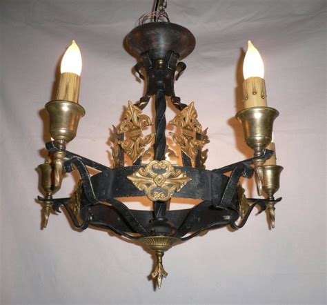 The appearance of this track linear chandelier. Beautiful Semi-Flush Mount Black & Gold Antique Iron Chandelier NC152 For Sale | Antiques.com ...