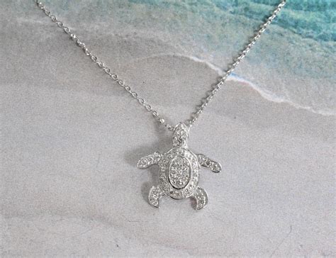Turtle Necklace Natural Diamond In K K K Solid Gold Etsy