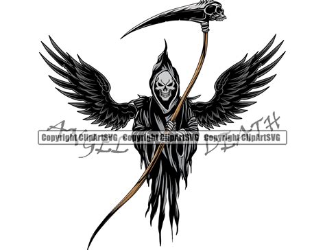 Grim Reaper Skeleton Killer Skull Sickle Blade Angel Death Etsy