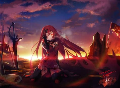 Anime Girl Red Hair And Red Eyes